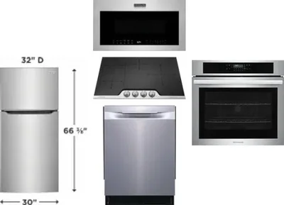 5 Piece Package Includes Refrigerator, Cooktop, Wall Oven, Microwave And Dishwasher