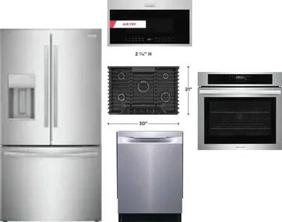 5 Piece Package Includes Refrigerator, Cooktop, Wall Oven, Microwave And Dishwasher