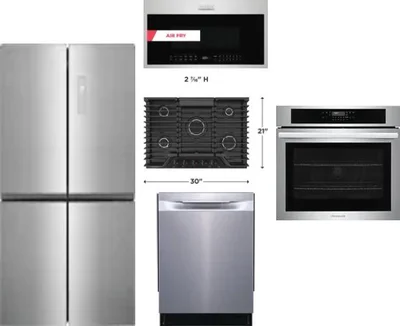 5 Piece Package Includes Refrigerator, Cooktop, Wall Oven, Microwave And Dishwasher