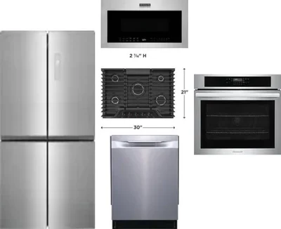 5 Piece Package Includes Refrigerator, Cooktop, Wall Oven, Microwave And Dishwasher