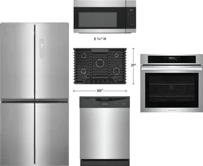 5 Piece Package Includes Refrigerator, Cooktop, Wall Oven, Microwave And Dishwasher