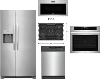 5 Piece Package Includes Refrigerator, Cooktop, Wall Oven, Microwave And Dishwasher