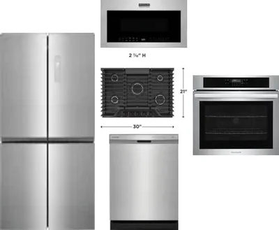 5 Piece Package Includes Refrigerator, Cooktop, Wall Oven, Microwave And Dishwasher