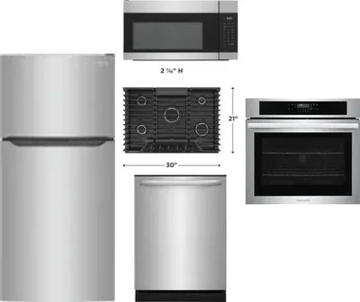 5 Piece Package Includes Refrigerator, Cooktop, Wall Oven, Microwave And Dishwasher