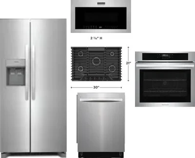5 Piece Package Includes Refrigerator, Cooktop, Wall Oven, Microwave And Dishwasher
