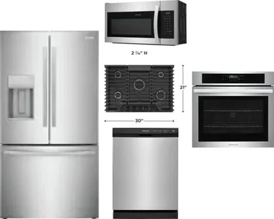 5 Piece Package Includes Refrigerator, Cooktop, Wall Oven, Microwave And Dishwasher