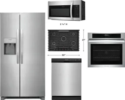 5 Piece Package Includes Refrigerator, Cooktop, Wall Oven, Microwave And Dishwasher