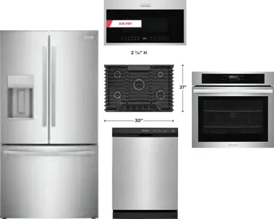 5 Piece Package Includes Refrigerator, Cooktop, Wall Oven, Microwave And Dishwasher