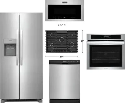 5 Piece Package Includes Refrigerator, Cooktop, Wall Oven, Microwave And Dishwasher
