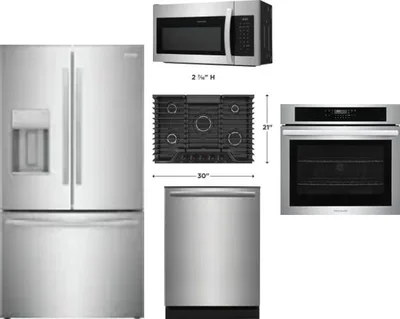 5 Piece Package Includes Refrigerator, Cooktop, Wall Oven, Microwave And Dishwasher
