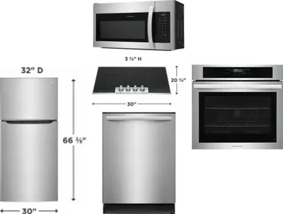 5 Piece Package Includes Refrigerator, Cooktop, Wall Oven, Microwave And Dishwasher