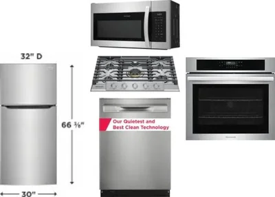 5 Piece Package Includes Refrigerator, Cooktop, Wall Oven, Microwave And Dishwasher