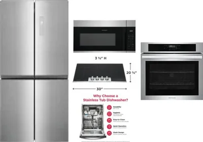 5 Piece Package Includes Refrigerator, Cooktop, Wall Oven, Microwave And Dishwasher