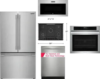 5 Piece Package Includes Refrigerator, Cooktop, Wall Oven, Microwave And Dishwasher