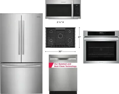 5 Piece Package Includes Refrigerator, Cooktop, Wall Oven, Microwave And Dishwasher