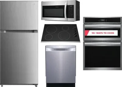 5 Piece Package Includes Refrigerator, Cooktop, Wall Oven, Microwave And Dishwasher