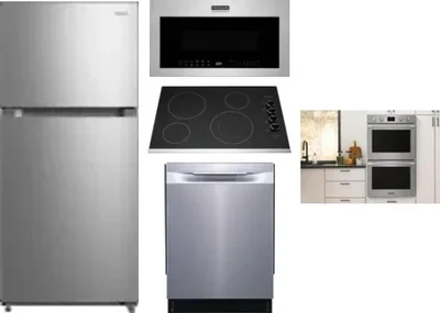 5 Piece Package Includes Refrigerator, Cooktop, Wall Oven, Microwave And Dishwasher