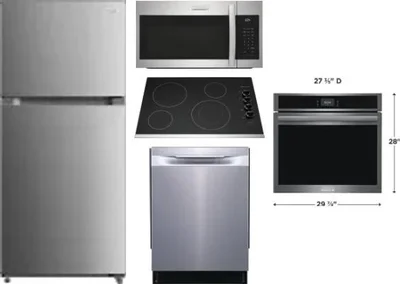 5 Piece Package Includes Refrigerator, Cooktop, Wall Oven, Microwave And Dishwasher