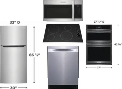 5 Piece Package Includes Refrigerator, Cooktop, Wall Oven, Microwave And Dishwasher