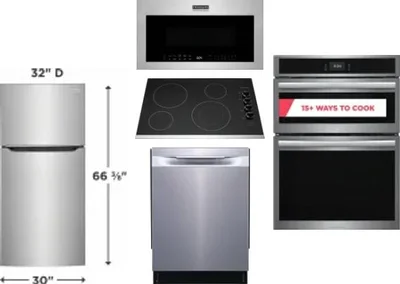 5 Piece Package Includes Refrigerator, Cooktop, Wall Oven, Microwave And Dishwasher