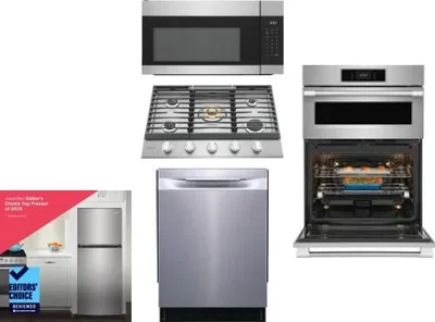 5 Piece Package Includes Refrigerator, Cooktop, Wall Oven, Microwave And Dishwasher