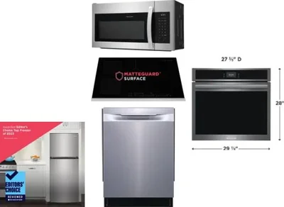 5 Piece Package Includes Refrigerator, Cooktop, Wall Oven, Microwave And Dishwasher
