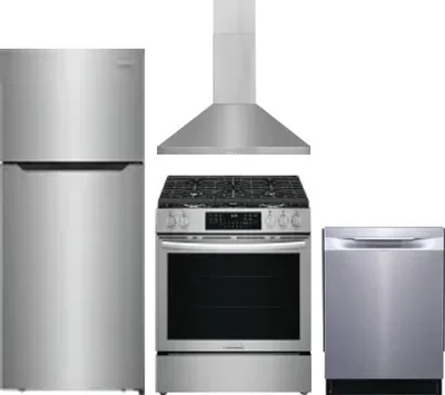 4 Piece Package Includes Refrigerator, Range, Hood And Dishwasher