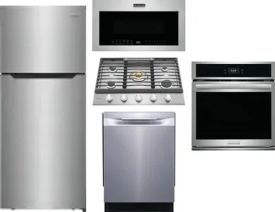 5 Piece Package Includes Refrigerator, Cooktop, Wall Oven, Microwave And Dishwasher