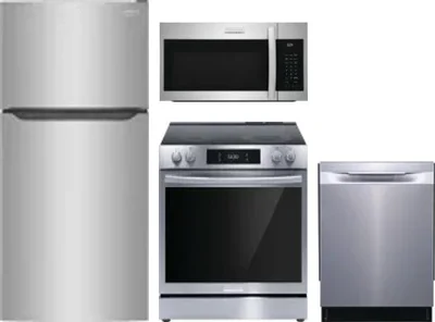 4 Piece Package Includes Refrigerator, Range, Microwave And Dishwasher