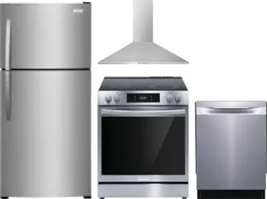 4 Piece Package Includes Refrigerator, Range, Hood And Dishwasher