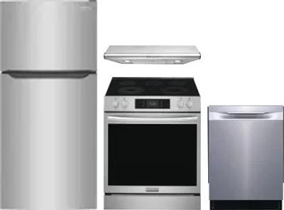 4 Piece Package Includes Refrigerator, Range, Hood And Dishwasher