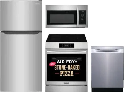 4 Piece Package Includes Refrigerator, Range, Microwave And Dishwasher