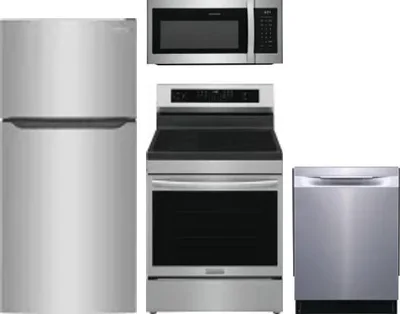 4 Piece Package Includes Refrigerator, Range, Microwave And Dishwasher