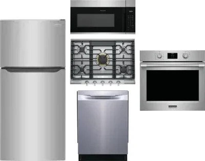 5 Piece Package Includes Refrigerator, Cooktop, Wall Oven, Microwave And Dishwasher