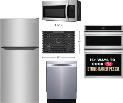 5 Piece Package Includes Refrigerator, Cooktop, Wall Oven, Microwave And Dishwasher
