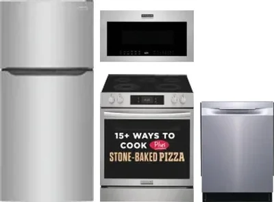 4 Piece Package Includes Refrigerator, Range, Microwave And Dishwasher