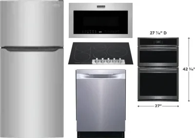 5 Piece Package Includes Refrigerator, Cooktop, Wall Oven, Microwave And Dishwasher