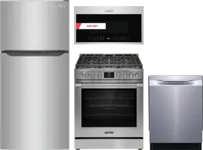 4 Piece Package Includes Refrigerator, Range, Microwave And Dishwasher