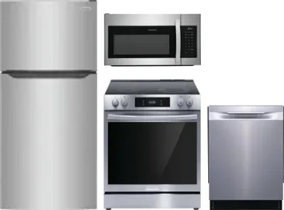 4 Piece Package Includes Refrigerator, Range, Microwave And Dishwasher