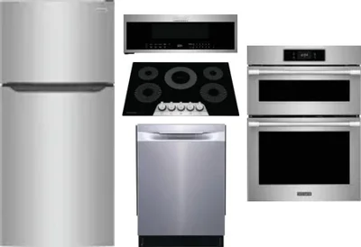 5 Piece Package Includes Refrigerator, Cooktop, Wall Oven, Microwave And Dishwasher