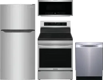 4 Piece Package Includes Refrigerator, Range, Microwave And Dishwasher