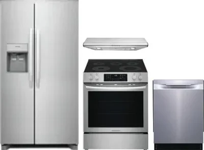 4 Piece Package Includes Refrigerator, Range, Hood And Dishwasher