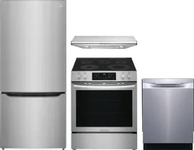 4 Piece Package Includes Refrigerator, Range, Hood And Dishwasher