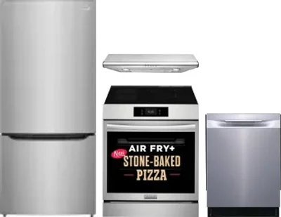 4 Piece Package Includes Refrigerator, Range, Hood And Dishwasher