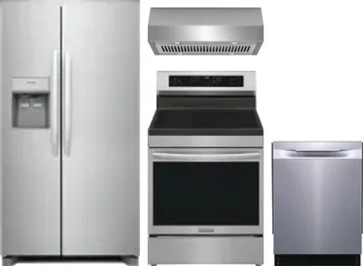 4 Piece Package Includes Refrigerator, Range, Hood And Dishwasher