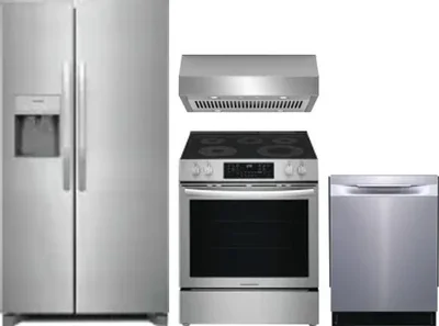 4 Piece Package Includes Refrigerator, Range, Hood And Dishwasher