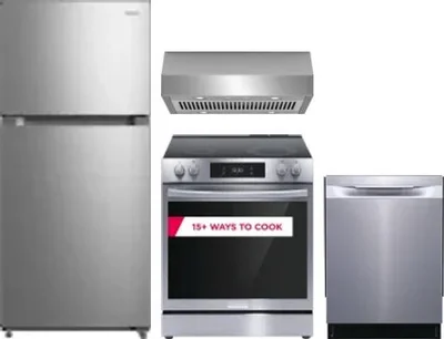 4 Piece Package Includes Refrigerator, Range, Hood And Dishwasher