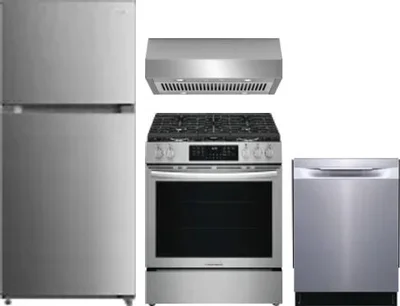 4 Piece Package Includes Refrigerator, Range, Hood And Dishwasher