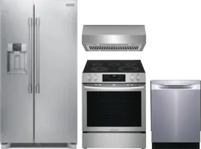 4 Piece Package Includes Refrigerator, Range, Hood And Dishwasher