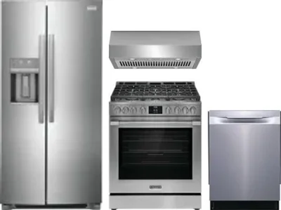 4 Piece Package Includes Refrigerator, Range, Hood And Dishwasher